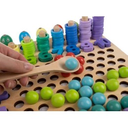 Puinen helmi- ja mosaiikkipalapeli | Monipuolinen 5in1 Montessori-lelu lapsille
