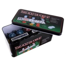 Pokerisetti 200 pelimerkkiä metallirasiassa | Täydellinen Texas Hold'em pokerisalkku