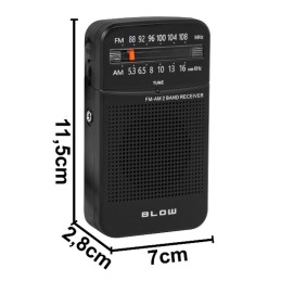 Kannettava miniradio BLOW RA20 FM/AM | Paristokäyttöinen taskuradio kuulokeliitännällä