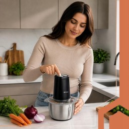 Sähkökäyttöinen vihannessilppuri 500W | Tehokas teholeikkuri ja vihannessilppuri 2L kulholla