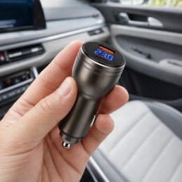 Tehokas 100W autolaturi USB-A & USB-C | Nopea PD ja QC autolaturi digitaalisella mittarilla