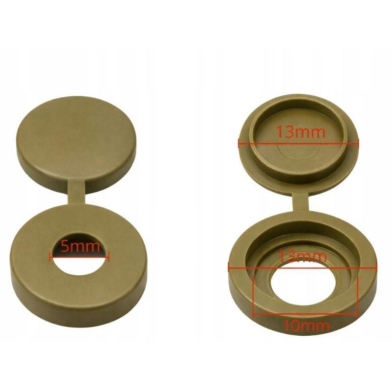 Ruuvitulpan 5 mm asennusreikä ja 10 mm ruuvipesä