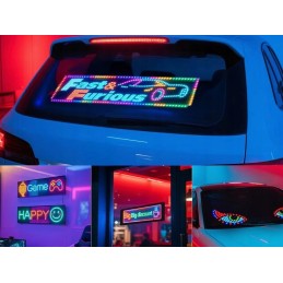 Joustava LED-paneeli auton ikkunaan 16x96 | Ohjelmoitava LED-näyttö PixelJoy-sovelluksella