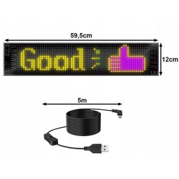 Joustava LED-paneeli auton ikkunaan 16x96 | Ohjelmoitava LED-näyttö PixelJoy-sovelluksella