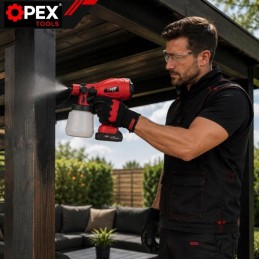 Akkukäyttöinen maaliruisku OPEX TOOLS 21V | Tehokas HVLP-maalauslaite kahdella akulla