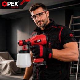 Akkukäyttöinen maaliruisku OPEX TOOLS 21V | Tehokas HVLP-maalauslaite kahdella akulla