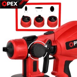 Akkukäyttöinen maaliruisku OPEX TOOLS 21V | Tehokas HVLP-maalauslaite kahdella akulla