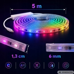 Joustava LED-neonvalonauha 5m RGB | Vedenpitävä älyvalonauha sisä- ja ulkokäyttöön