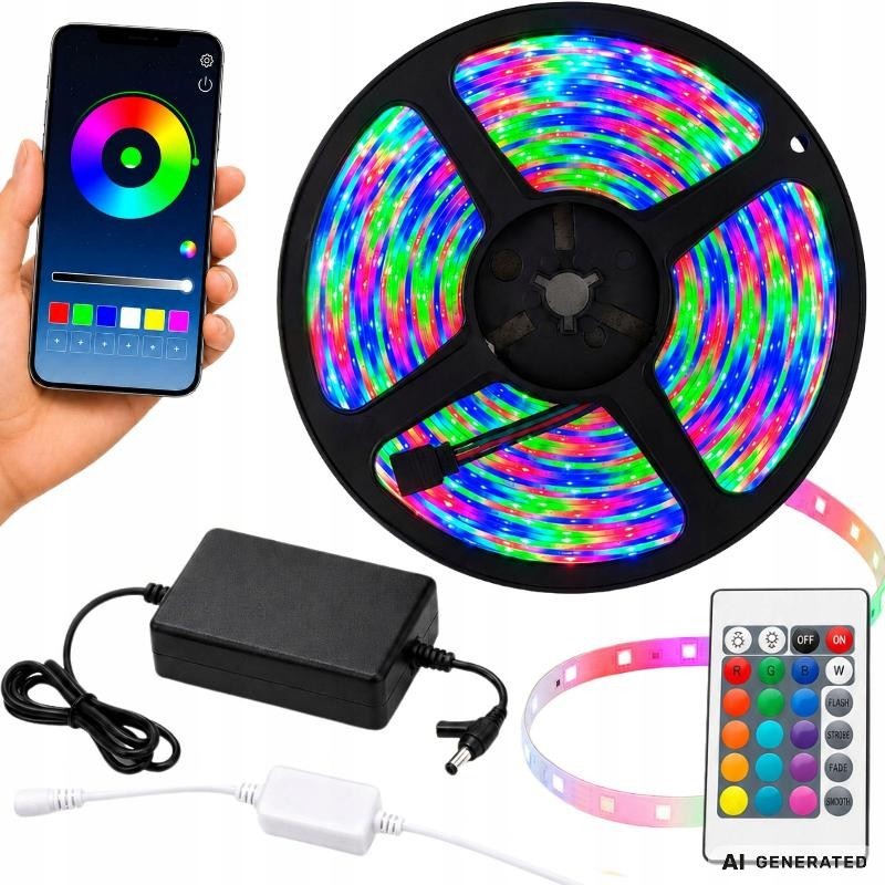 Monivärinen LED-valonauha 10m RGB | Musiikkiin reagoiva älyvalonauha sovelluksella