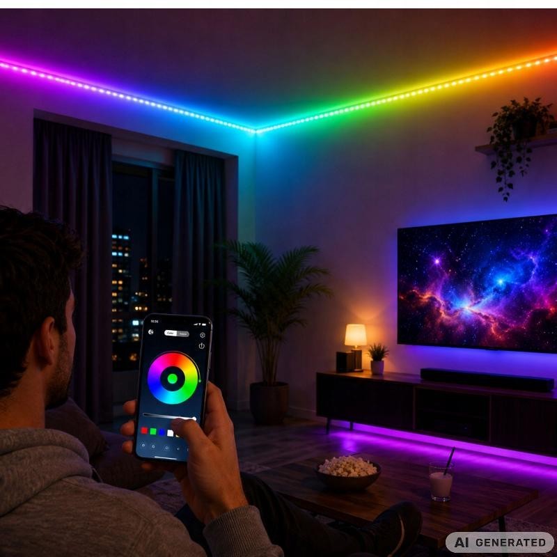 LED-valonauhan ohjaus puhelinsovelluksella ja kaukosäätimellä