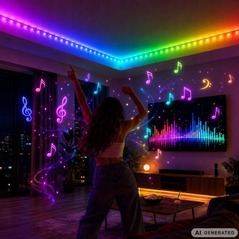 Monivärinen 10 metrin RGB LED-valonauhasarja