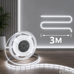 Itsekiinnittyvä USB LED-valonauha 3m kylmä valkoinen | Kätevä valonauha kytkimellä kaapistoon ja työpisteelle