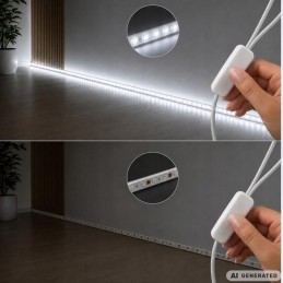 Itsekiinnittyvä USB LED-valonauha 3m kylmä valkoinen | Kätevä valonauha kytkimellä kaapistoon ja työpisteelle