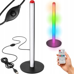 Lattialaisin RGB LED 50 cm kaukosäätimellä | Musta tunnelmavalaisin olohuoneeseen ja pelipisteelle