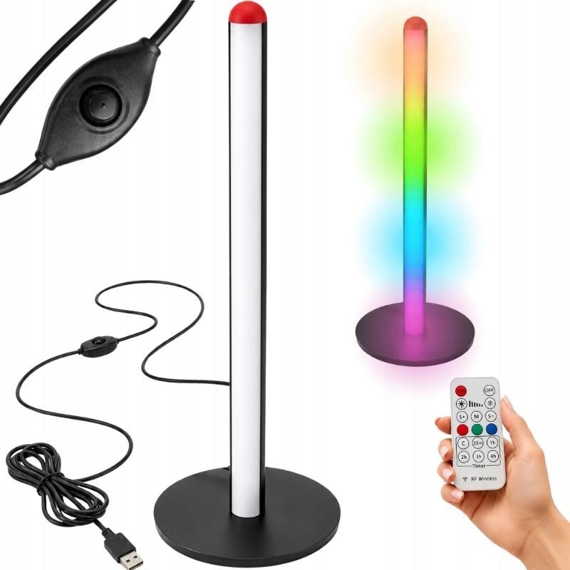 Lattialaisin RGB LED 50 cm kaukosäätimellä | Musta tunnelmavalaisin olohuoneeseen ja pelipisteelle