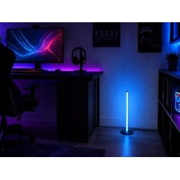 Lattialaisin RGB LED 50 cm kaukosäätimellä | Musta tunnelmavalaisin olohuoneeseen ja pelipisteelle