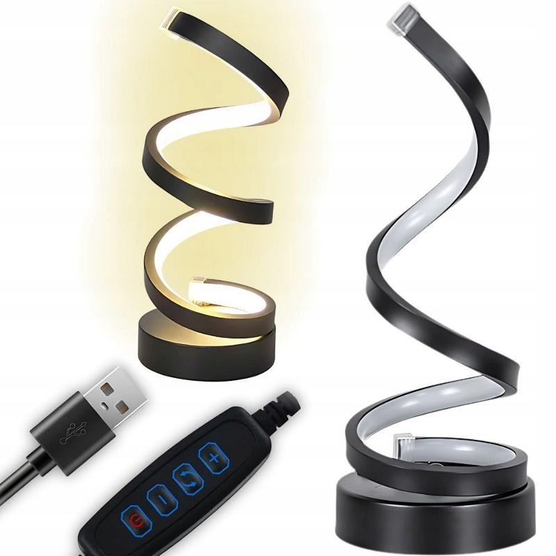 Spiraali LED-pöytävalaisin 3 valosävyä USB | Moderni ambient-pöytälamppu himmennyksellä