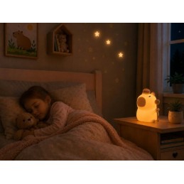 Silikoninen kapybara LED-yövalo lapsille RGB | Kosketuksella säädettävä ladattava yövalo
