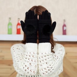 Kosketusnäyttösormikkaat ja kädenlämmittimet 2-in-1 | Mustat neulerukkaset naisille ja miehille