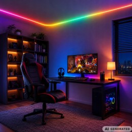5m RGB Neon LED-valonauha kaukosäätimellä ja sovelluksella | Tasainen joustava valoletku kotiin