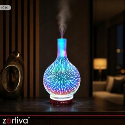 Älykäs 3D LED-ilmankostutin ja aromadiffuuseri 200ml | Ilmankostuttaja ilotulitus-valolla