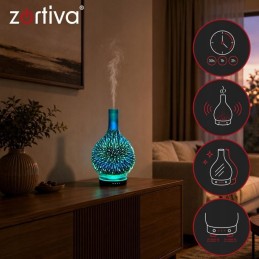 Älykäs 3D LED-ilmankostutin ja aromadiffuuseri 200ml | Ilmankostuttaja ilotulitus-valolla