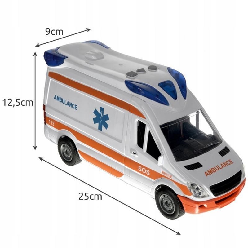 Ambulanssi äänillä ja valoilla | Ambulanssi-leluauto taitettavilla paareilla