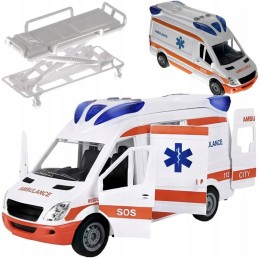 Ambulanssi äänillä ja valoilla | Ambulanssi-leluauto taitettavilla paareilla