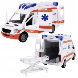 Ambulanssi äänillä ja valoilla | Ambulanssi-leluauto taitettavilla paareilla