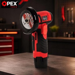 Akkukulmahiomakone 12V kahdella akulla OPEX TOOLS | Pieni rälläkkä 75 mm salkussa