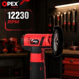 Akkukulmahiomakone 12V kahdella akulla OPEX TOOLS | Pieni rälläkkä 75 mm salkussa