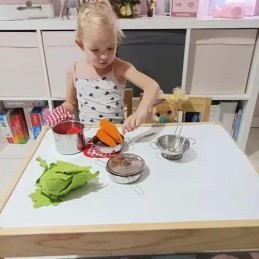 Metallinen lasten kattilasarja ja keittiötarvikkeet | 13-osainen leikkikeittiösetti selkärepulla