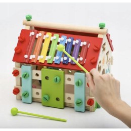 Puinen koottava puuhatalo ja muotolaatikko | 2-in-1-aktiviteettilelu lapsille
