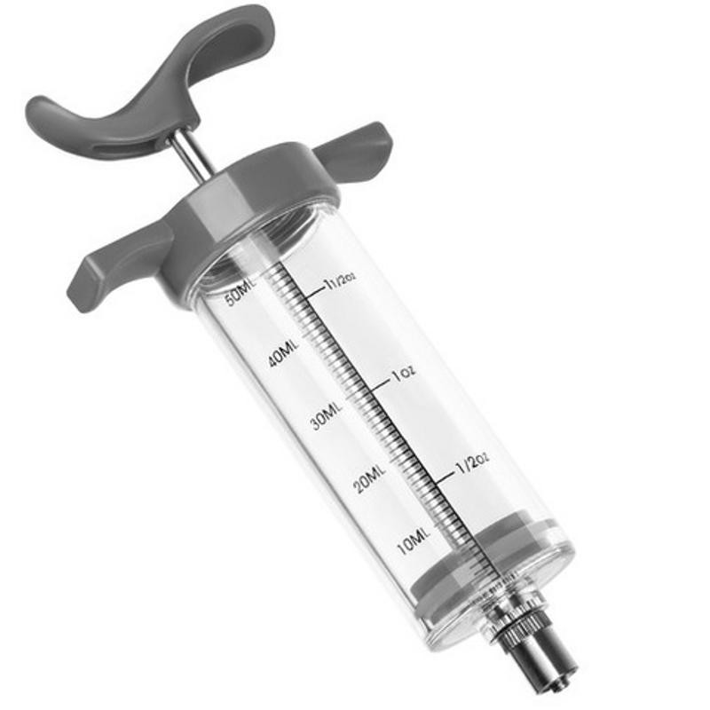 Uudelleenkäytettävä lihanruiskusarja alkuperäispakkauksessa