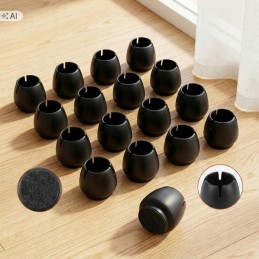 Tuolinjalan Suojat Huovalla 12–16 mm | 16 kpl Musta Setti