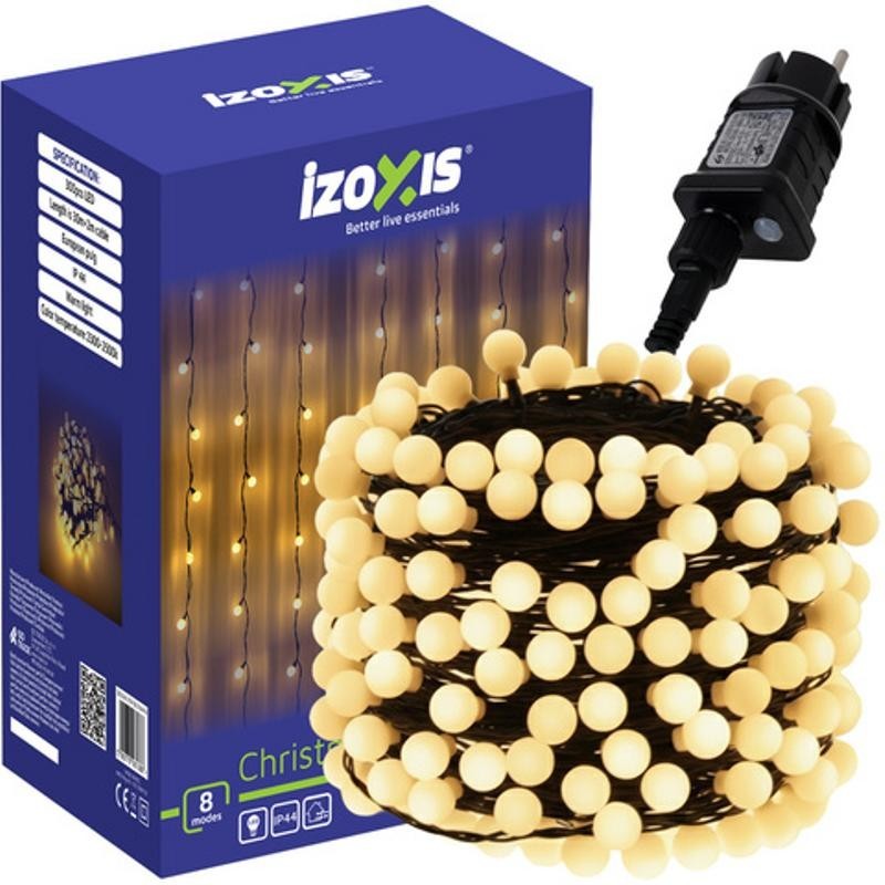 300 LED jouluvalot 30 m – lämmin valkoinen, IP44, 8 tilaa