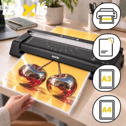 A3-laminointilaite 3-in-1 – 430 W, leikkuri ja pyöristin
