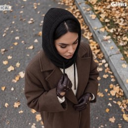 Naisten kypärämyssy 3-in-1 – 30 % villaa, musta