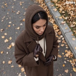 Naisten kypärämyssy 3-in-1 – 30 % villaa, ruskea