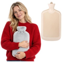 Kuumavesipullo 3,5 l – pehmeä päällinen, harmaa/beige