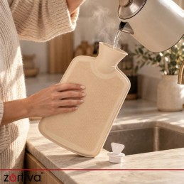 Kuumavesipullo 3,5 l – pehmeä päällinen, harmaa/beige
