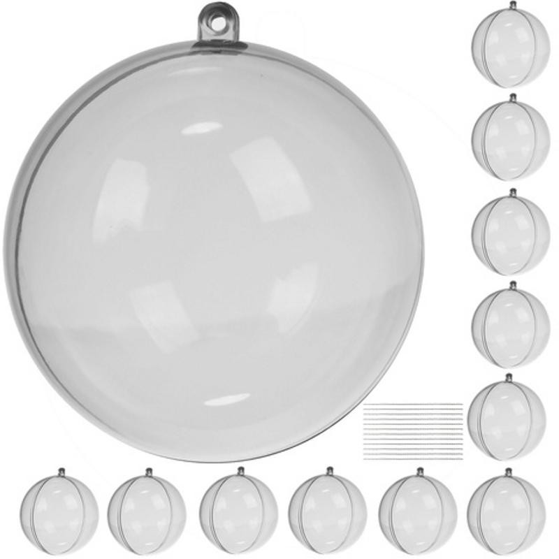 Läpinäkyvät joulupallot 8 cm – 12 kpl, avattavat