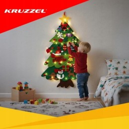 Huopajoulukuusi lapsille – LED-valot ja 26 koristetta