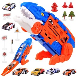 5-in-1 T-Rex Dinosaurus Rekka ja Autorata | Laukaisin + 6 Autoa