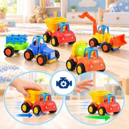 Työkoneet ja Traktori Lelusetti 4 kpl | Push & Go Kitkamoottori