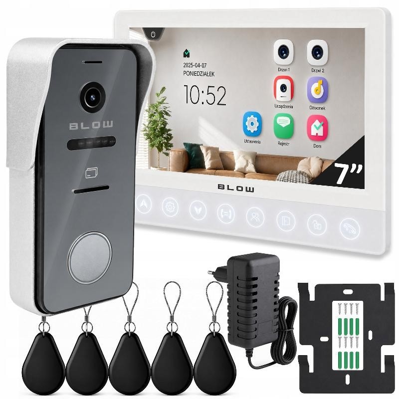 4-Johdin Video-ovikello 7" IPS-Näytöllä | RFID Ovipuhelin