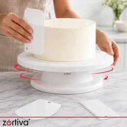 Pyörivä Kakkualusta 28 cm + 3 Koristelulastaa | Kakkuteline