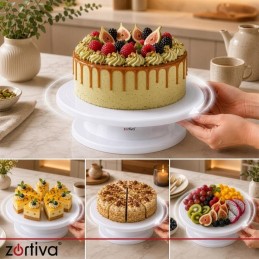 Pyörivä Kakkualusta 28 cm + 3 Koristelulastaa | Kakkuteline