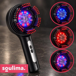 Päänahkahierontakone LED-valolla ja säiliöllä