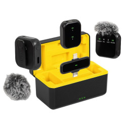 Langaton solmiomikrofonisetti 2,4 GHz USB-C & Lightning | Latauskotelolla